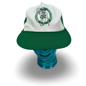 Vintage Supercap Boston Celtics Mesh Rope Trucker SnapBack Hat Green White 80s